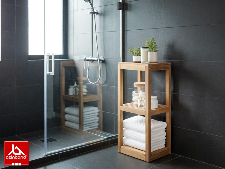 خرید استند چوبی سه طبقه حمام و سرویس بهداشتی (چوب راش ضدآب) | Bathroom Stand - شماره 1