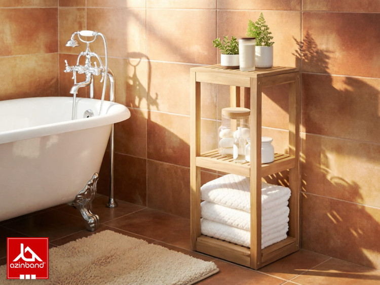 خرید استند چوبی سه طبقه حمام و سرویس بهداشتی (چوب راش ضدآب) | Bathroom Stand - شماره 2