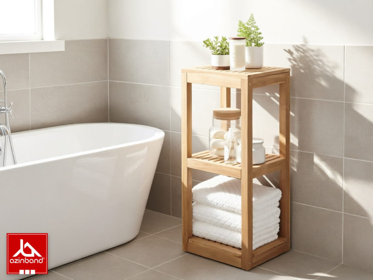 خرید استند چوبی سه طبقه حمام و سرویس بهداشتی (چوب راش ضدآب) | Bathroom Stand - شماره 0