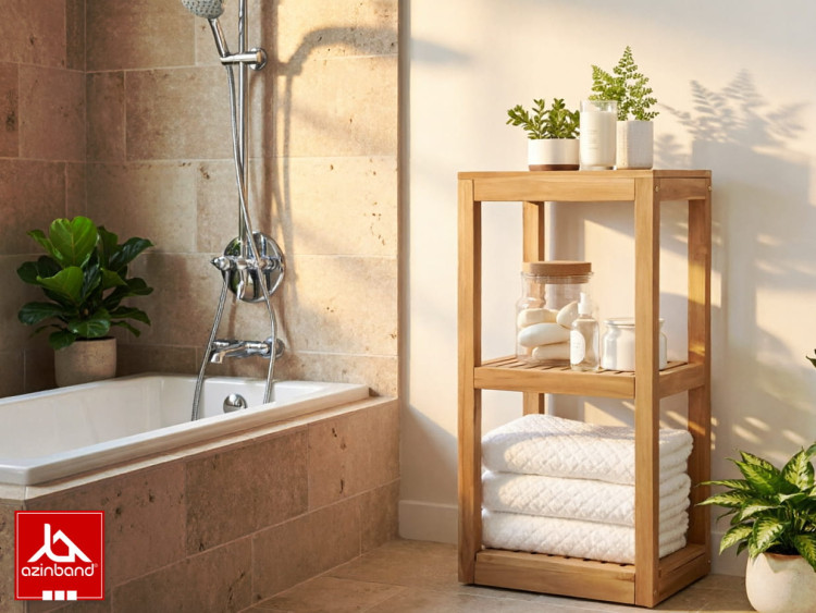 خرید استند چوبی سه طبقه حمام و سرویس بهداشتی (چوب راش ضدآب) | Bathroom Stand - شماره 3