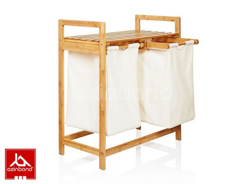 سبد دوقلو چوبی با باکس پارچه‌ای