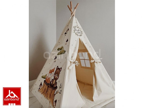 چادر سرخپوستی طرح بچه روباه و خرس