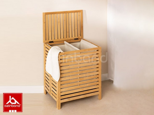 سبد لباس دوقلو چوبی