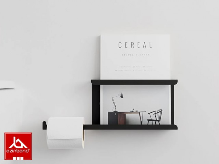 شلف دستمال توالت فلزی با قفسه مجله کد 51 - شماره 0