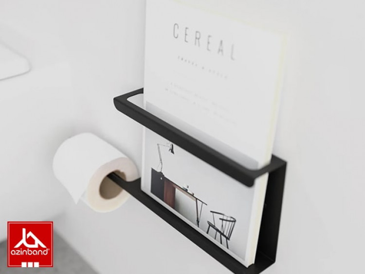 شلف دستمال توالت فلزی با قفسه مجله کد 51 - شماره 1