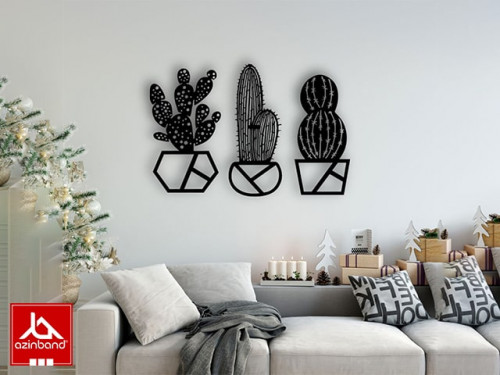 پک سه عددی قاب دیواری فلزی طرح کاکتوس کد 24