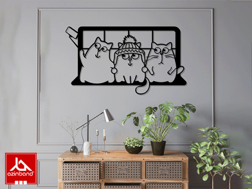 قاب دیواری فلزی طرح سه گربه کد 32