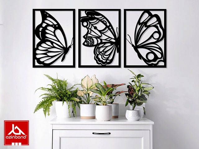 پک 3 عددی قاب دیواری فلزی طرح پروانه کد 52