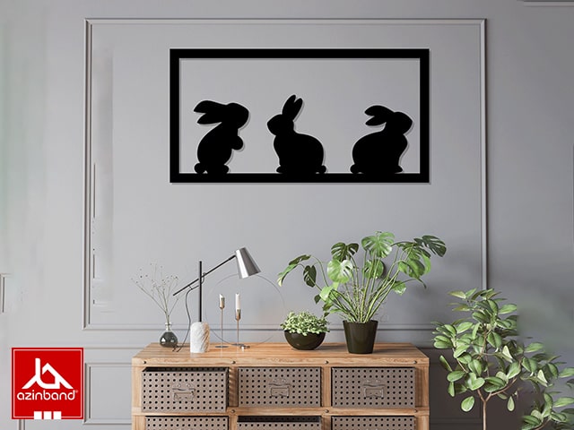 قاب دیواری فلزی طرح سه خرگوش کد 53