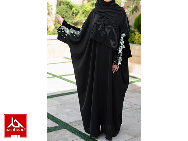 مانتو عبایی جواهر دوزی آستین مخمل