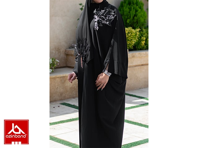 مانتو عبایی گل برجسته جلوی مانتو