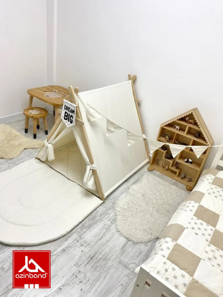 چادر بازی کودک طرح کلبه به رنگ شیری - شماره 5