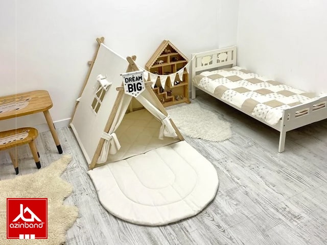 چادر بازی کودک طرح کلبه به رنگ شیری