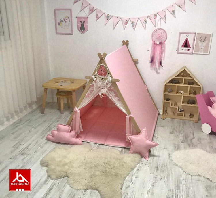 چادر بازی کودک طرح کلبه به رنگ صورتی - شماره 2