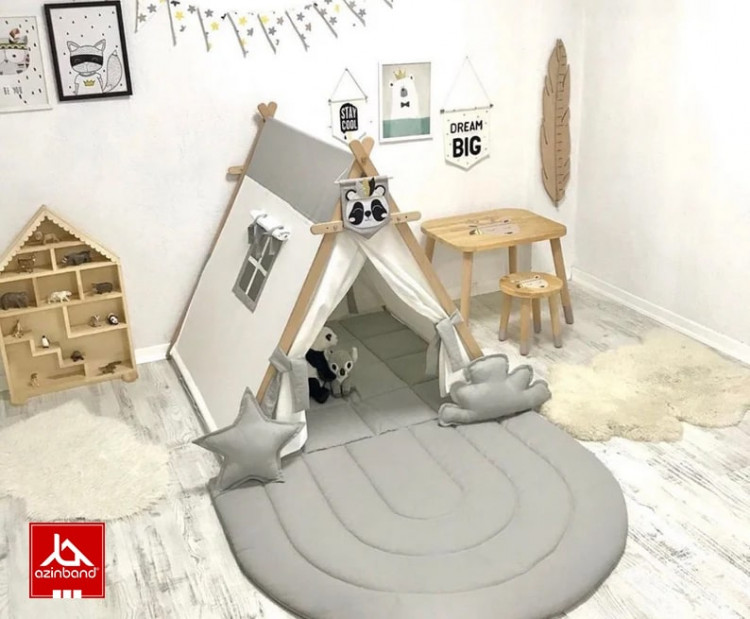 چادر بازی کودک طرح کلبه به رنگ فیلی سفید - شماره 1