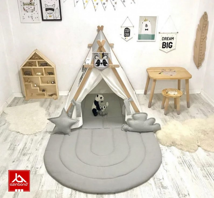 چادر بازی کودک طرح کلبه به رنگ فیلی سفید - شماره 2