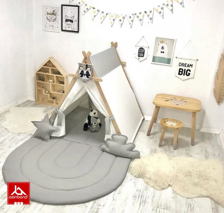 چادر بازی کودک طرح کلبه به رنگ فیلی سفید - شماره 3