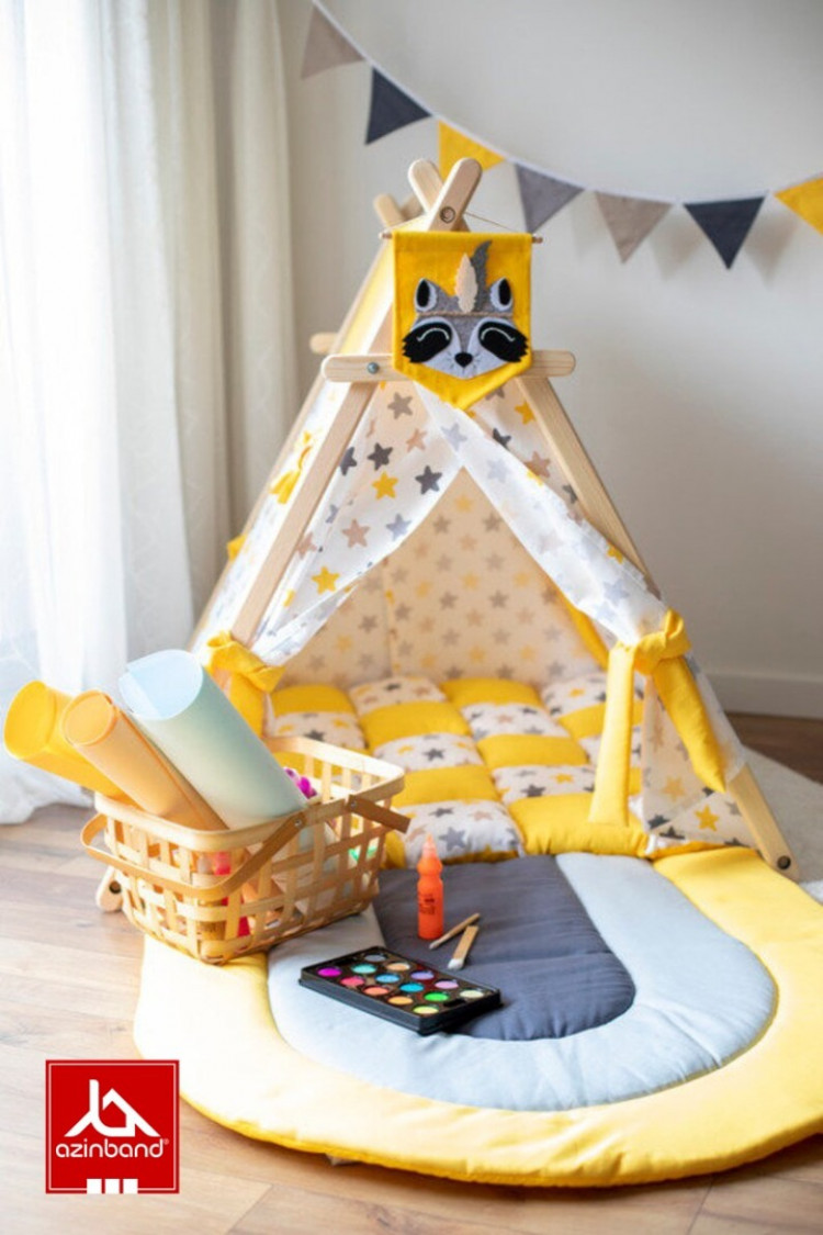 چادر بازی کودک طرح کلبه طرح ستاره با زمینه سفید - شماره 4