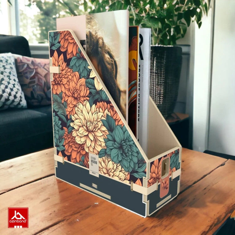 جامجله‌ای و ارگانایزر رومیزی چوبی طرح گل مدل Flower Organizer - شماره 1