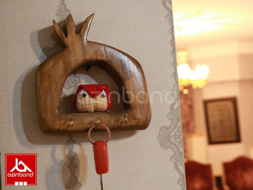 جاکلیدی چوبی جغددار طرح انار