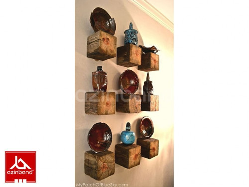 پک ۹ عددی شلف مکعب مربعی چوبی دیواری